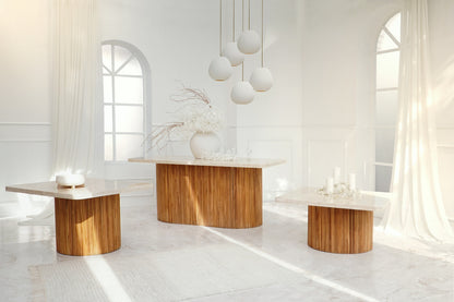 Kentana Round Table With White Square Marble Top