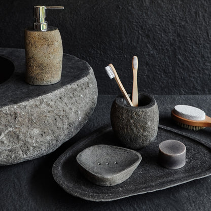 Bali Furniture – Watu Bathroom Set Of Four – The Watu Bathroom Set Of Four brings war