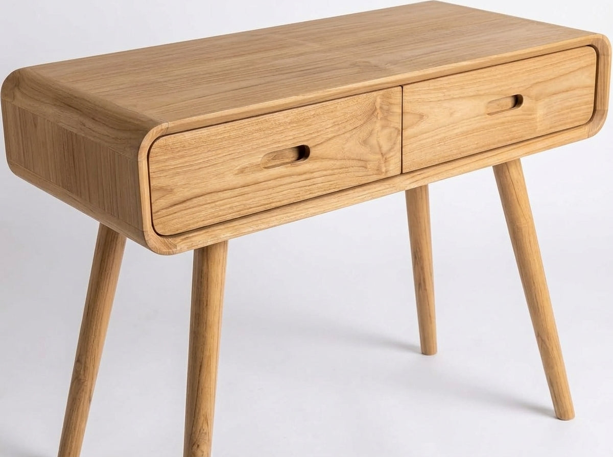 Teak console Adivi Round Edge 2 Drawer – boho furniture handcrafted in Bali by BaliSouk (vue 7)