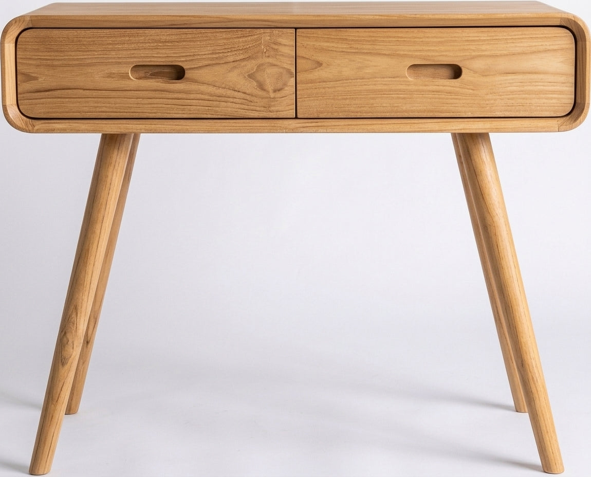 Teak console Adivi Round Edge 2 Drawer – boho furniture handcrafted in Bali by BaliSouk (vue 9)