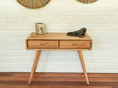 Teak console Adivi Round Edge 2 Drawer – boho furniture handcrafted in Bali by BaliSouk (vue 10)