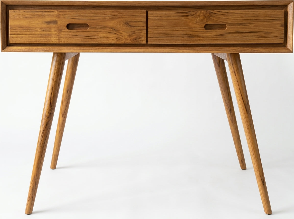 Teak console Adivi Square 2 Drawer – boho furniture handcrafted in Bali by BaliSouk (vue 2)