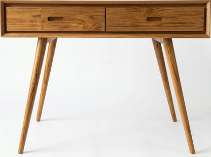 Teak console Adivi Square 2 Drawer – boho furniture handcrafted in Bali by BaliSouk (vue 2)