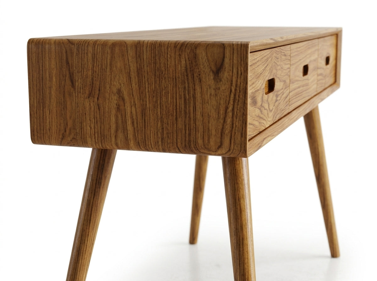 Teak console Adivi Square 3 Drawer – boho furniture handcrafted in Bali by BaliSouk (vue 2)