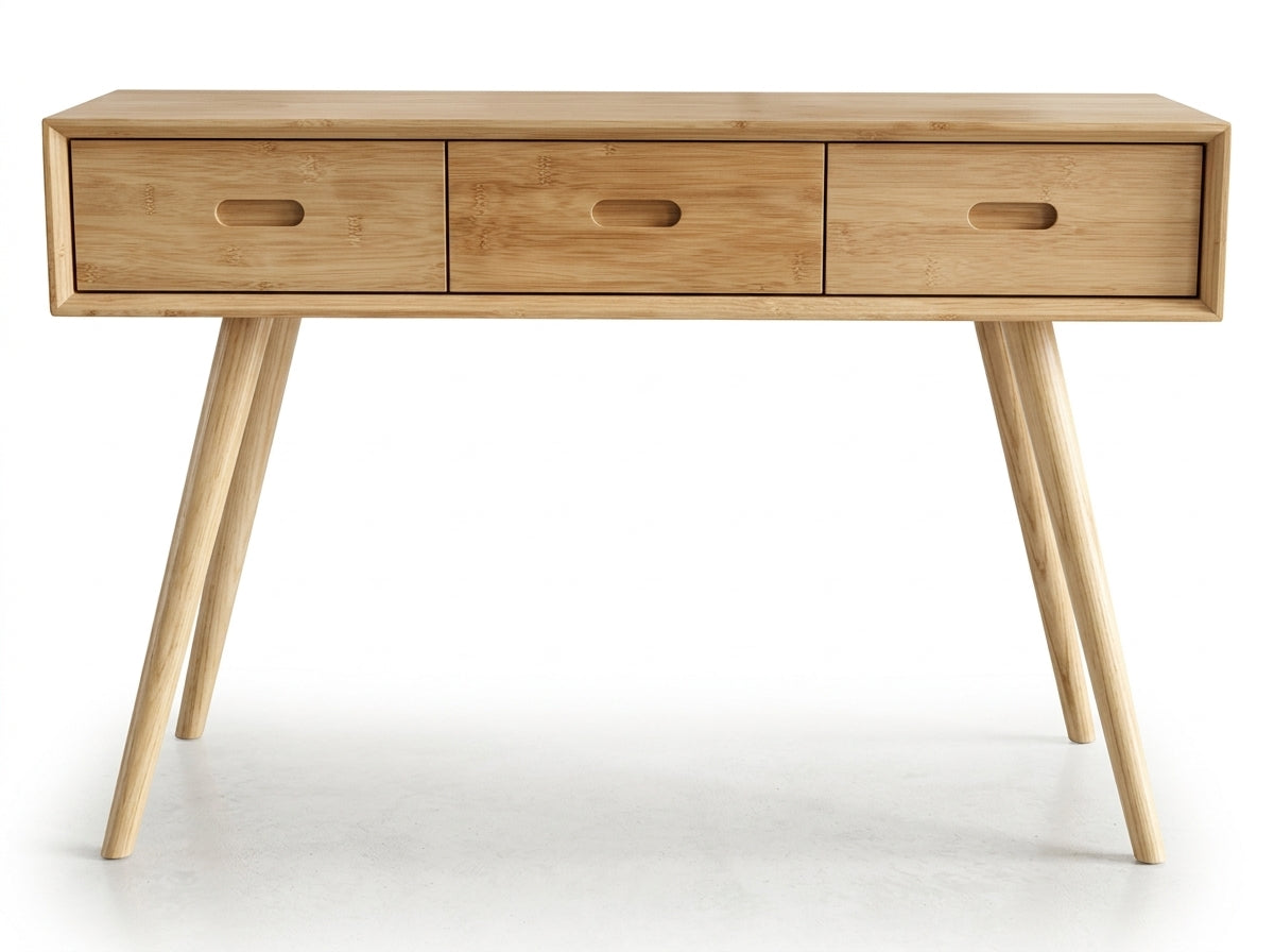 Teak console Adivi Square 3 Drawer – boho furniture handcrafted in Bali by BaliSouk (vue 3)