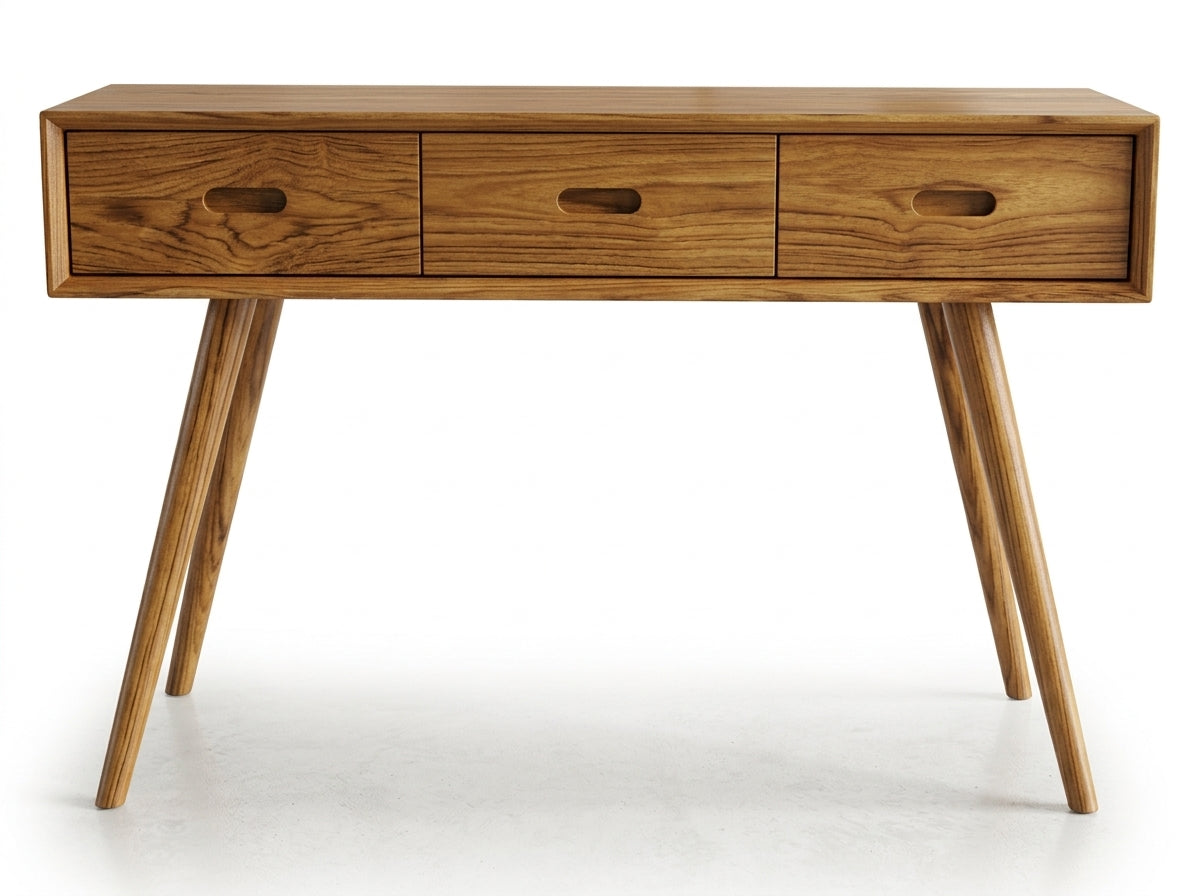 Teak console Adivi Square 3 Drawer – boho furniture handcrafted in Bali by BaliSouk (vue 4)