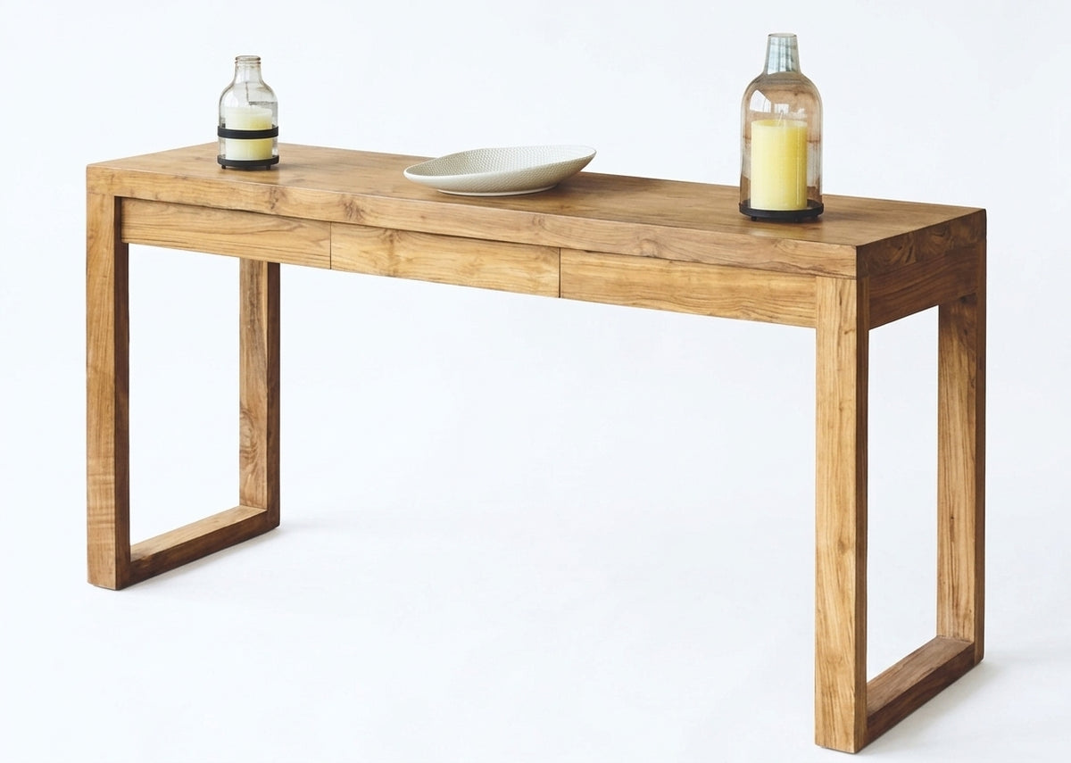 Teak console Lucky 2 And 3 Drawer – boho furniture handcrafted in Bali by BaliSouk (vue 5)