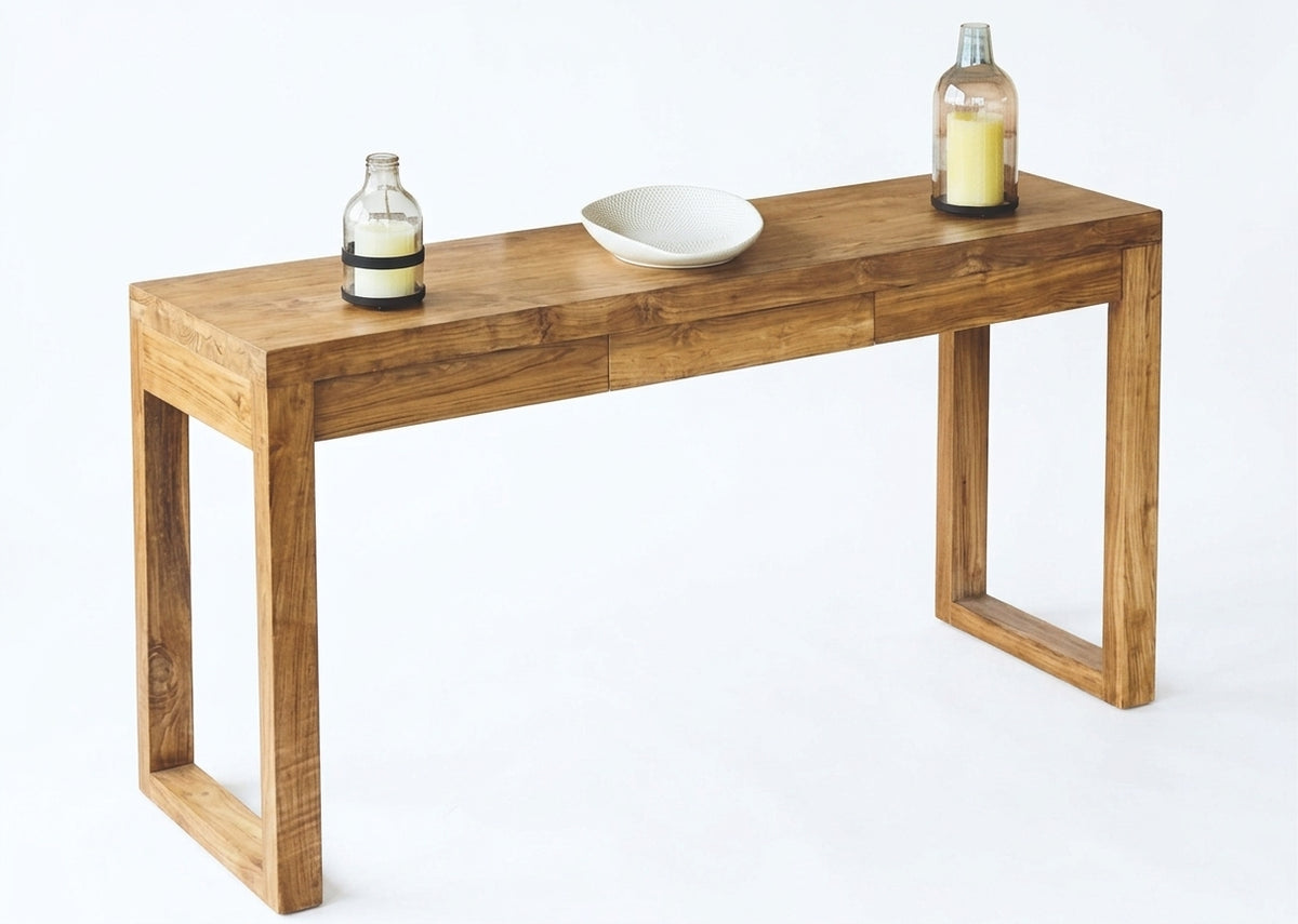 Teak console Lucky 2 And 3 Drawer – boho furniture handcrafted in Bali by BaliSouk (vue 8)