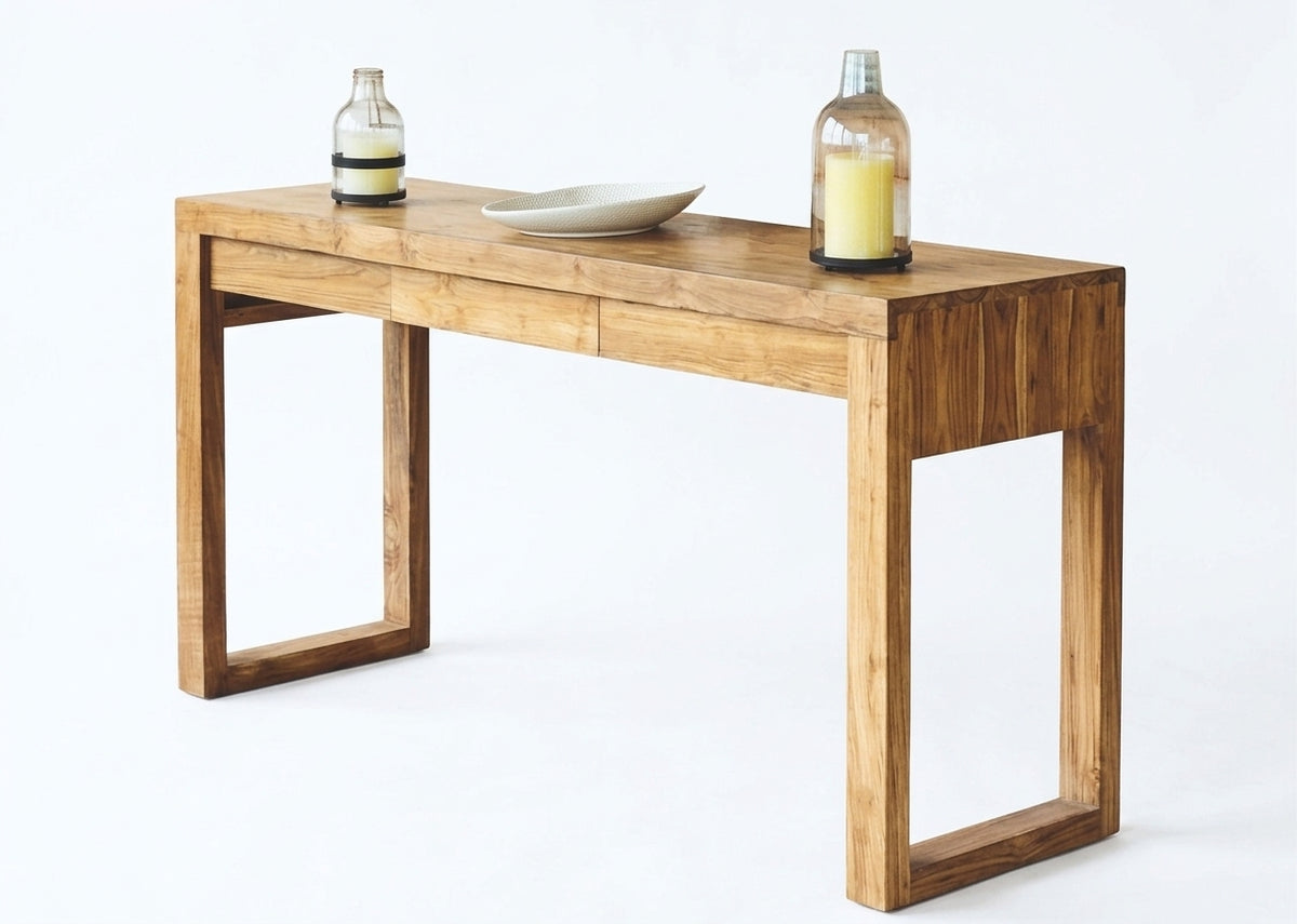 Teak console Lucky 2 And 3 Drawer – boho furniture handcrafted in Bali by BaliSouk (vue 10)