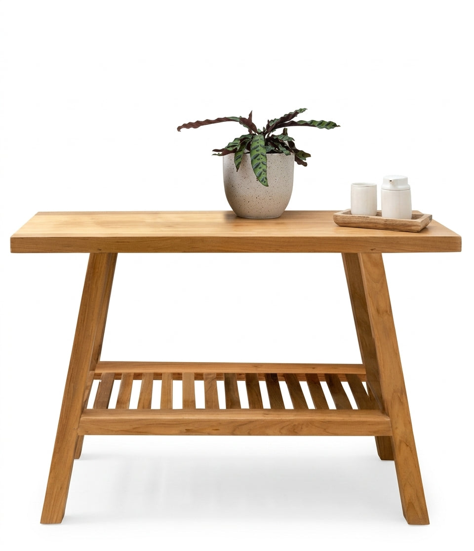 Teak console Trapeze – boho furniture handcrafted in Bali by BaliSouk (vue 3)