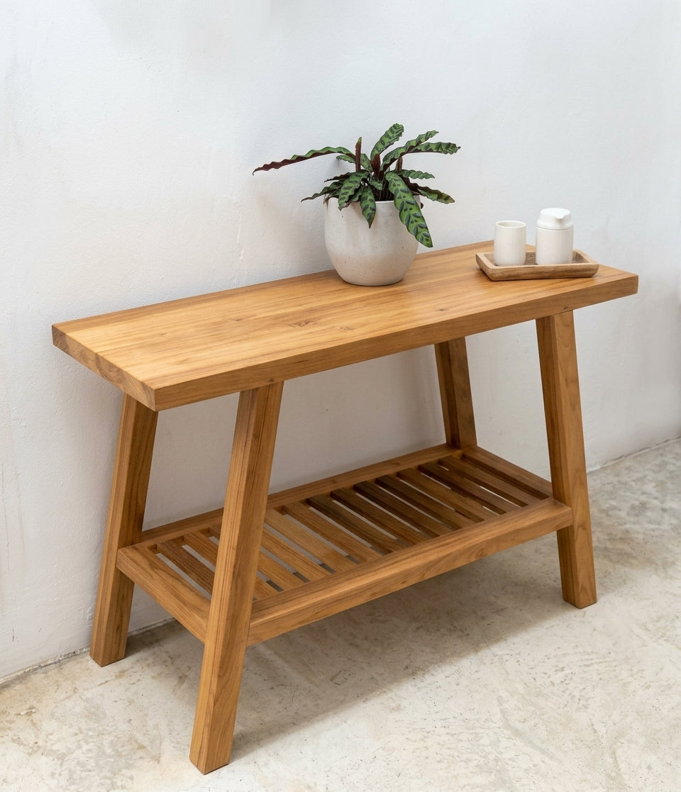 Teak console Trapeze – boho furniture handcrafted in Bali by BaliSouk (vue 4)