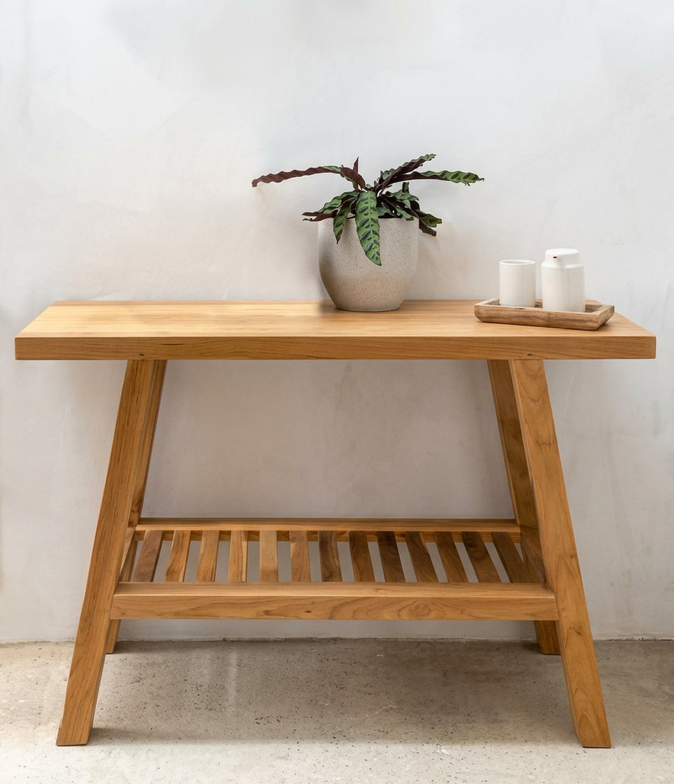 Teak console Trapeze – boho furniture handcrafted in Bali by BaliSouk (vue 5)