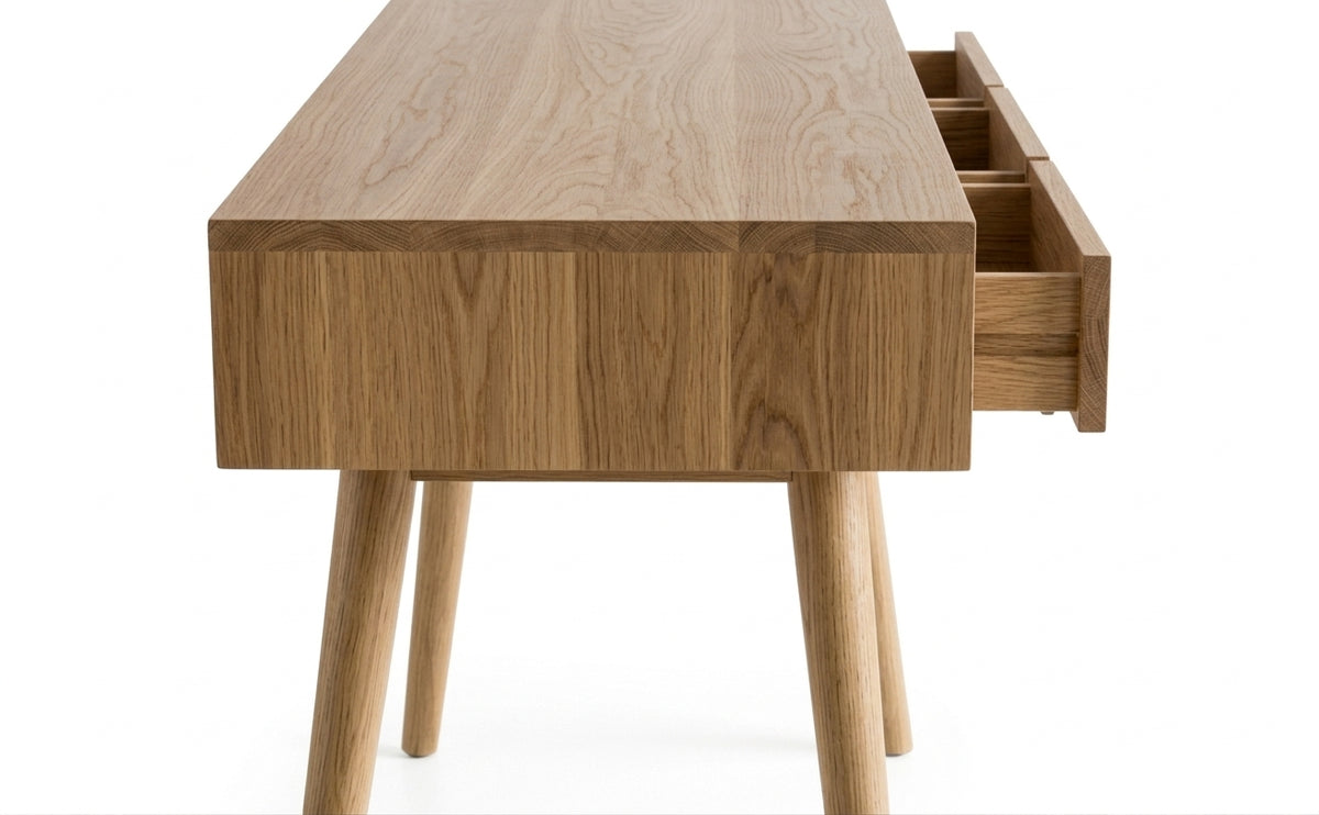 Teak desk AD 3 Drawer – boho furniture handcrafted in Bali by BaliSouk (vue 2)