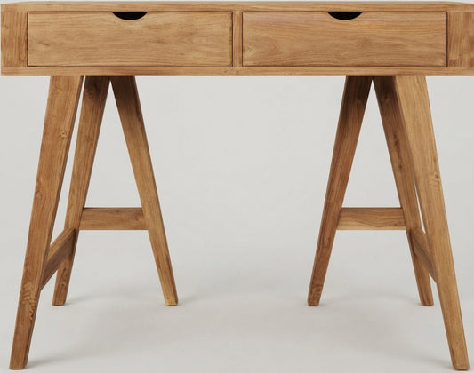 Teak desk Kamera 2 Drawer – boho furniture handcrafted in Bali by BaliSouk