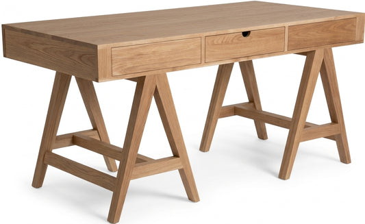Teak desk Kamera 3 Drawer – boho furniture handcrafted in Bali by BaliSouk