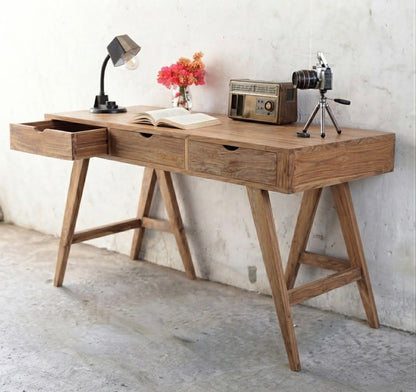 Teak desk Kamera 3 Drawer – boho furniture handcrafted in Bali by BaliSouk (vue 2)