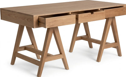 Teak desk Kamera 3 Drawer – boho furniture handcrafted in Bali by BaliSouk (vue 4)