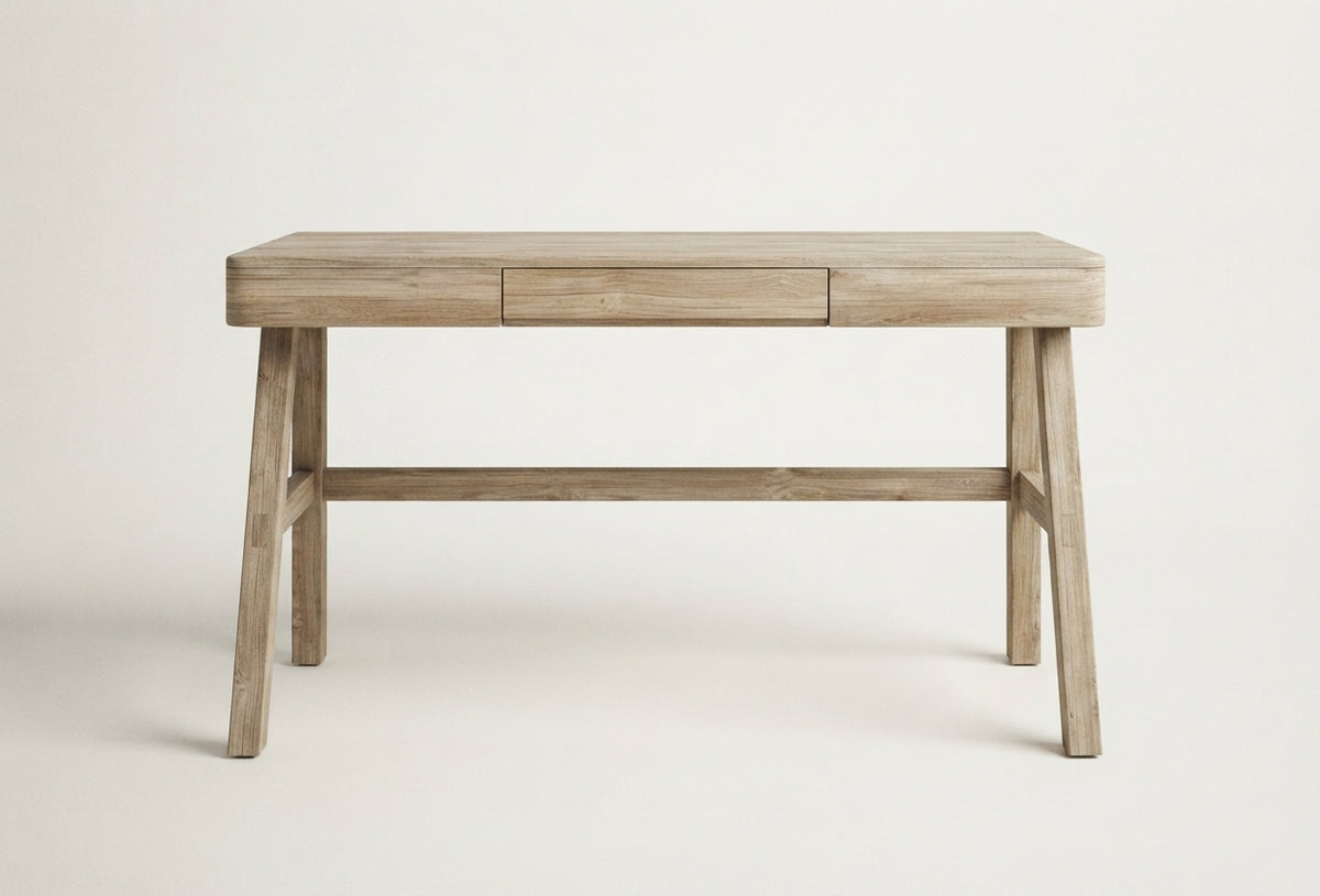 Teak desk Tiara – boho furniture handcrafted in Bali by BaliSouk