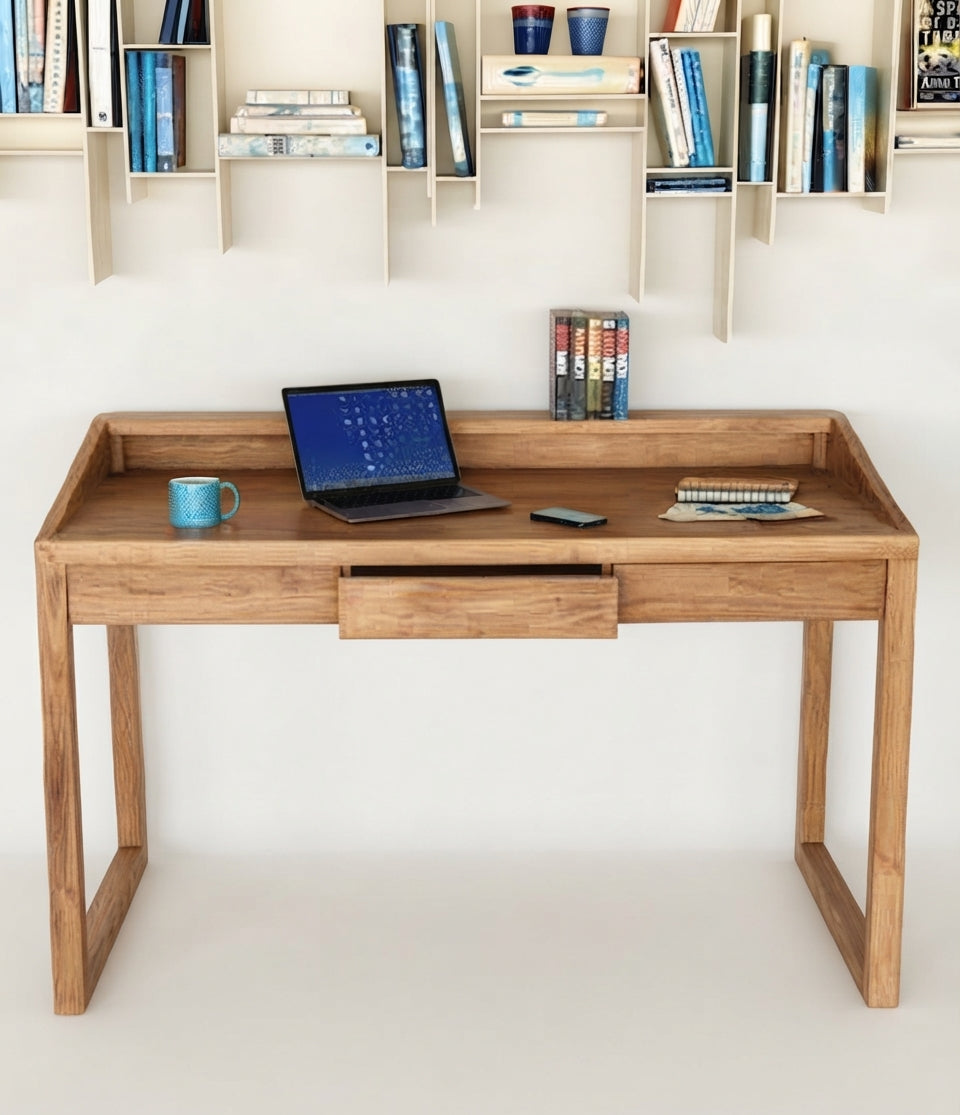 Teak desk Baru – boho furniture handcrafted in Bali by BaliSouk (vue 2)