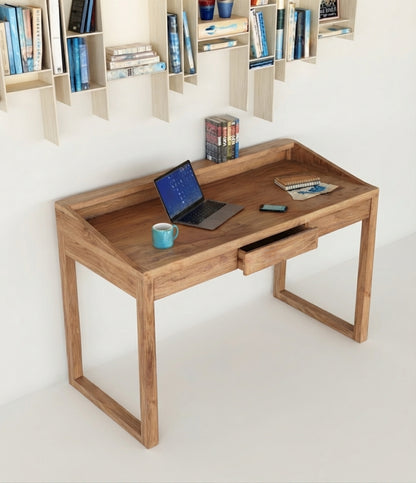 Teak desk Baru – boho furniture handcrafted in Bali by BaliSouk (vue 3)