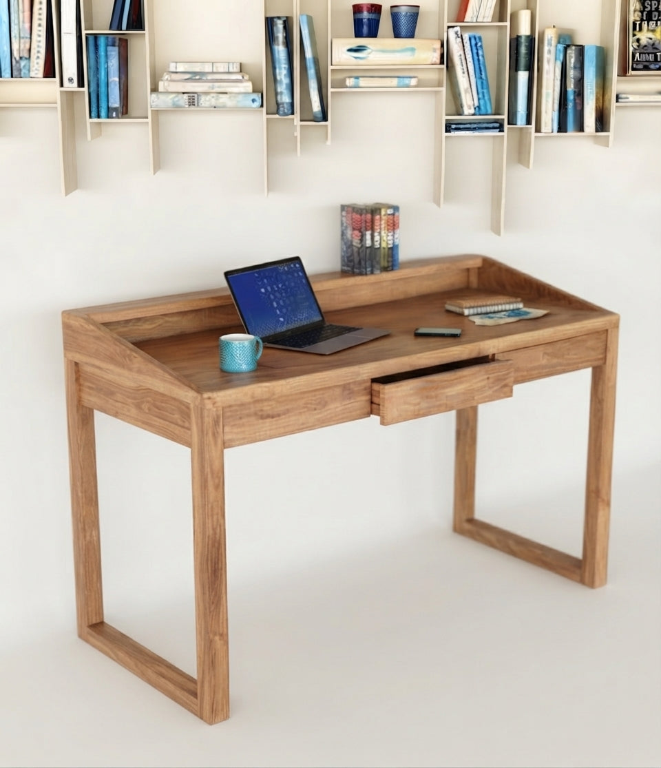 Teak desk Baru – boho furniture handcrafted in Bali by BaliSouk (vue 4)