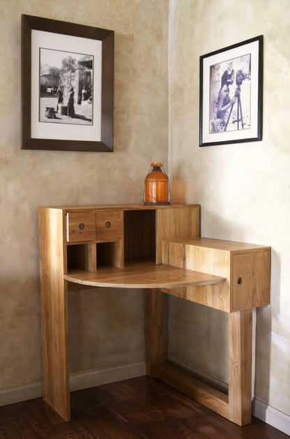 Teak corner desk Denfer – boho furniture handcrafted in Bali by BaliSouk (vue 2)