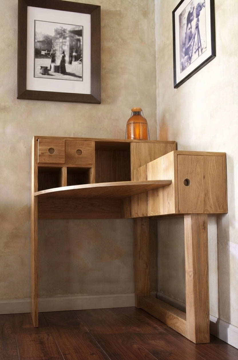 Teak corner desk Denfer – boho furniture handcrafted in Bali by BaliSouk (vue 4)