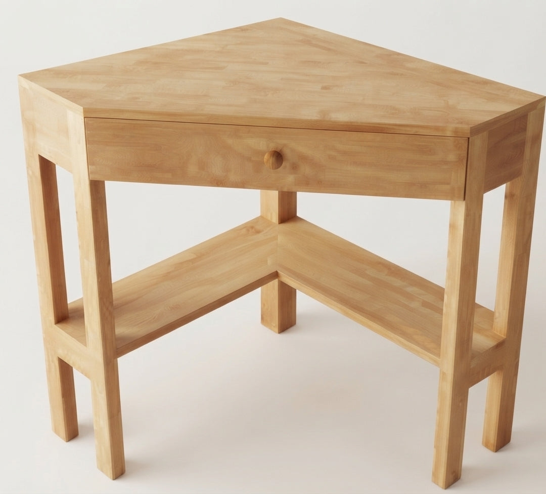 Teak corner desk Snori – boho furniture handcrafted in Bali by BaliSouk