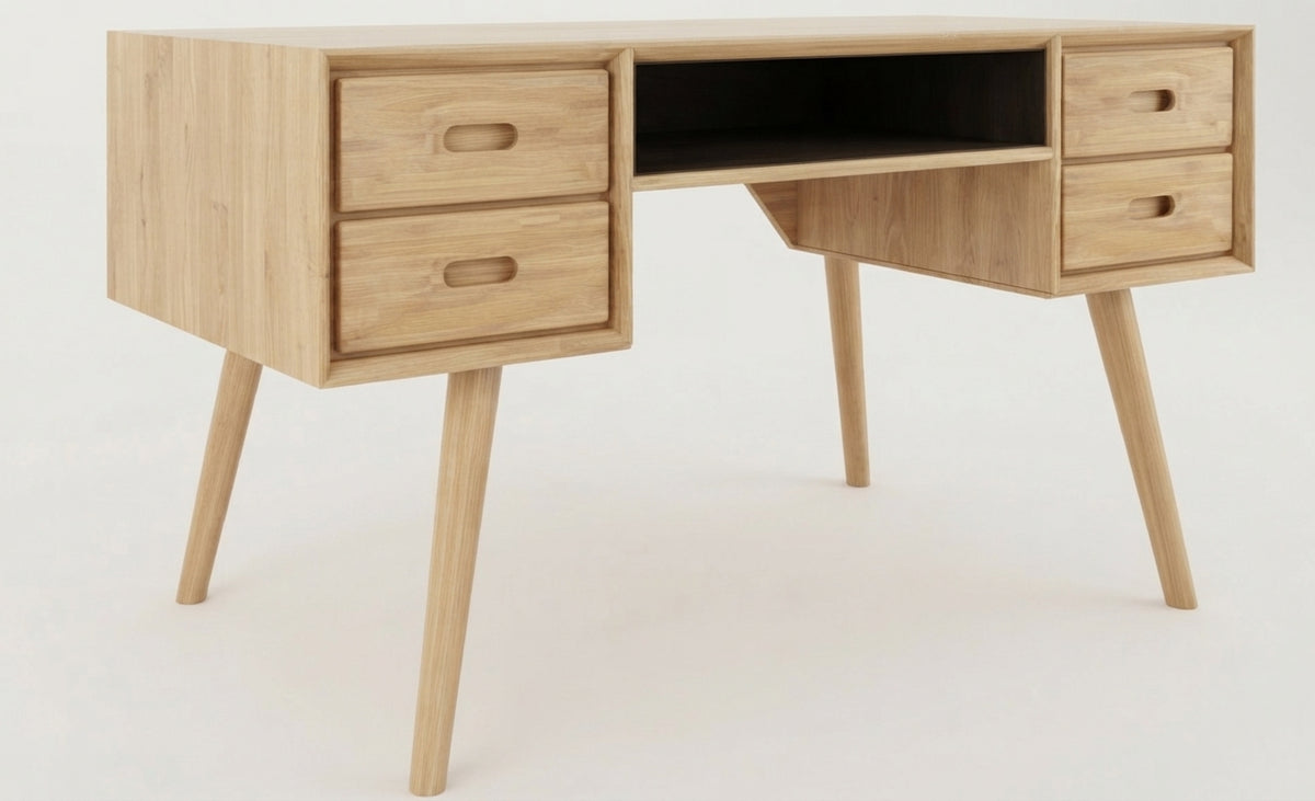 Teak desk Timoner – boho furniture handcrafted in Bali by BaliSouk (vue 2)