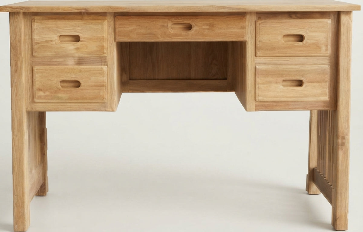 Teak desk Belajar – boho furniture handcrafted in Bali by BaliSouk (vue 2)