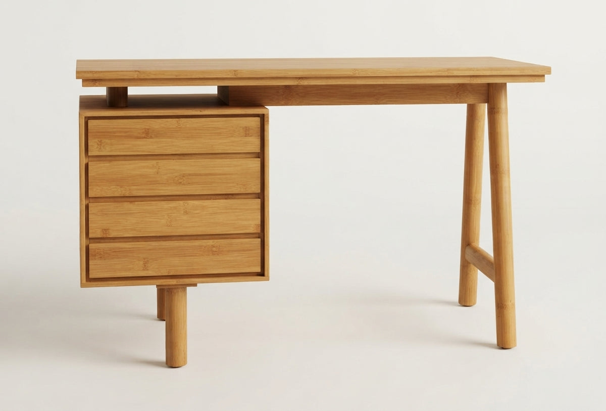 Teak desk Zoe 4 Drawer – boho furniture handcrafted in Bali by BaliSouk