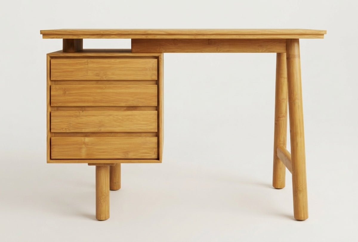 Teak desk Zoe 4 Drawer – boho furniture handcrafted in Bali by BaliSouk (vue 2)