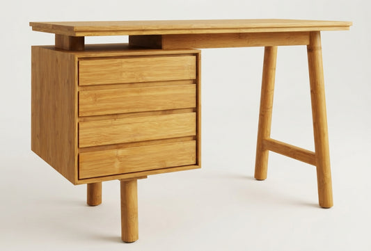 Teak desk Zoe 4 Drawer – boho furniture handcrafted in Bali by BaliSouk (vue 3)