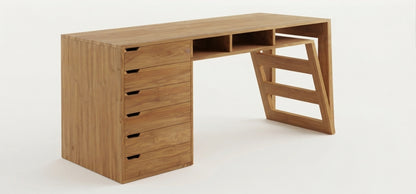 Teak desk Enam 6 Drawer – boho furniture handcrafted in Bali by BaliSouk