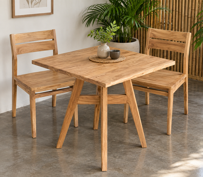 Teak dining table Metis Square – boho furniture handcrafted in Bali by BaliSouk (vue 12)