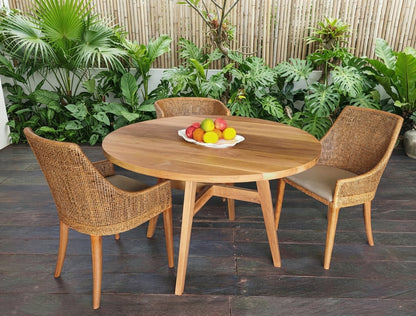 Teak dining table Metis Round – boho furniture handcrafted in Bali by BaliSouk (vue 6)