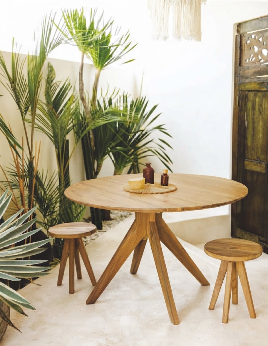 Teak dining table Salsa – boho furniture handcrafted in Bali by BaliSouk (vue 16)