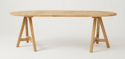 Teak dining table Oval – boho furniture handcrafted in Bali by BaliSouk