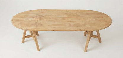 Teak dining table Oval – boho furniture handcrafted in Bali by BaliSouk (vue 6)