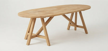Teak dining table Oval – boho furniture handcrafted in Bali by BaliSouk (vue 7)
