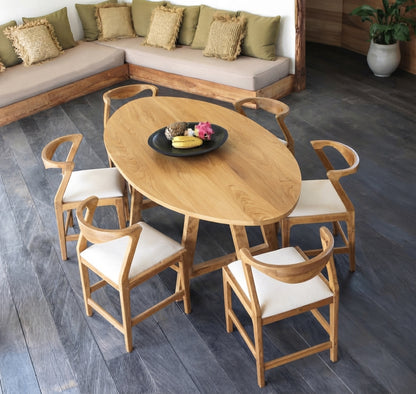 Teak dining table Oval – boho furniture handcrafted in Bali by BaliSouk (vue 8)