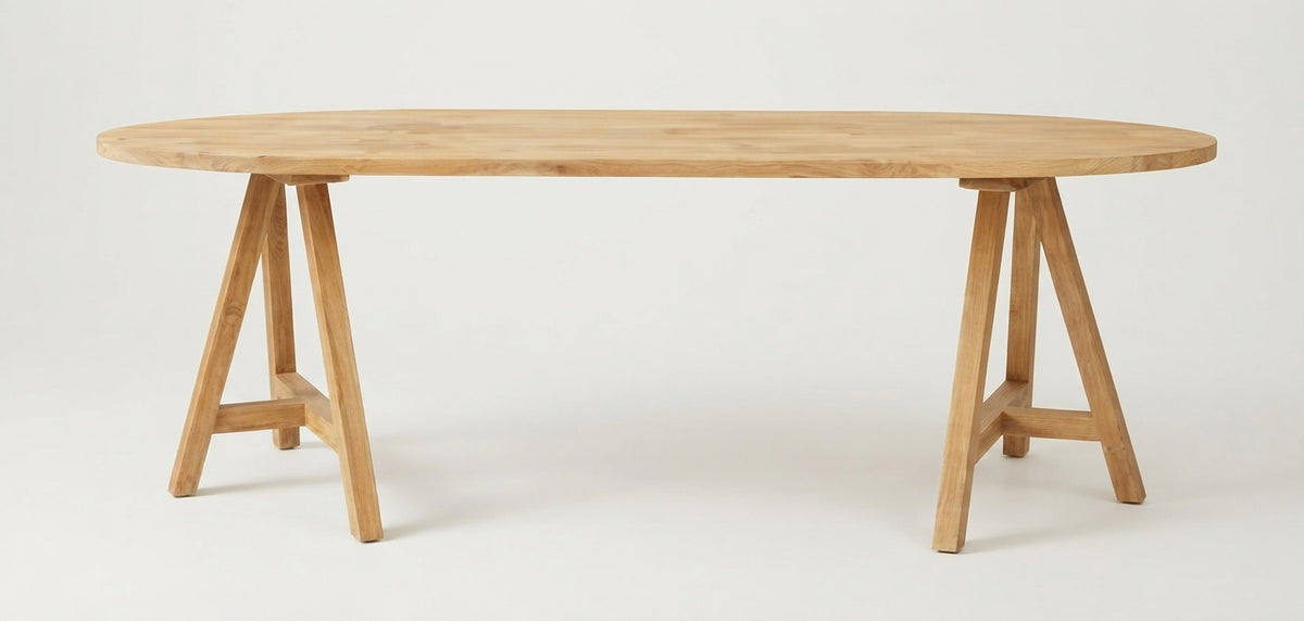 Teak dining table Oval – boho furniture handcrafted in Bali by BaliSouk (vue 9)