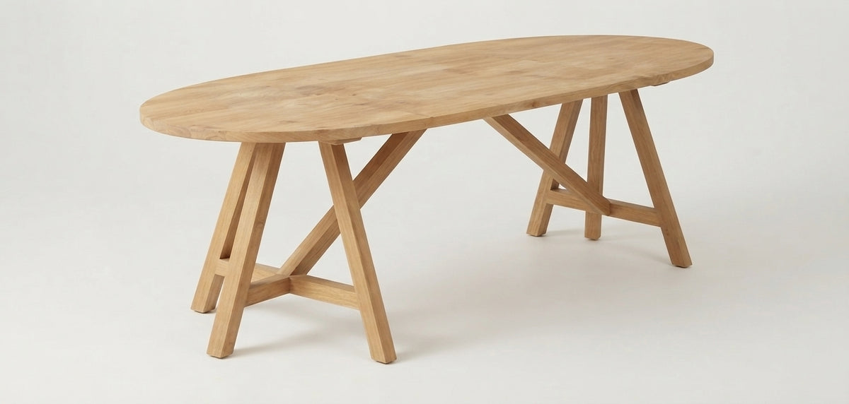 Teak dining table Oval – boho furniture handcrafted in Bali by BaliSouk (vue 11)