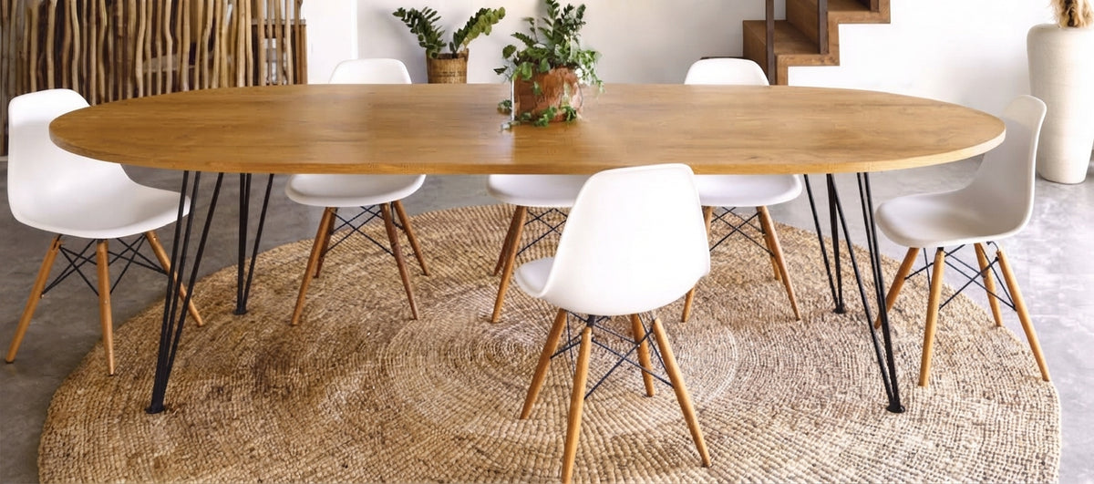Teak dining table Elips – boho furniture handcrafted in Bali by BaliSouk