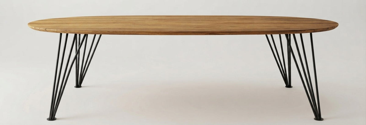 Teak dining table Elips – boho furniture handcrafted in Bali by BaliSouk (vue 8)