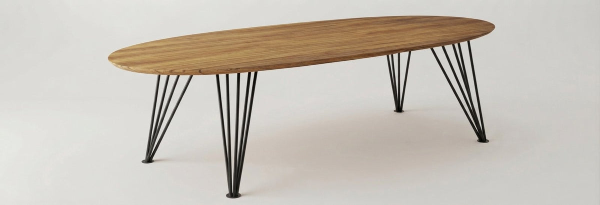 Teak dining table Elips – boho furniture handcrafted in Bali by BaliSouk (vue 12)
