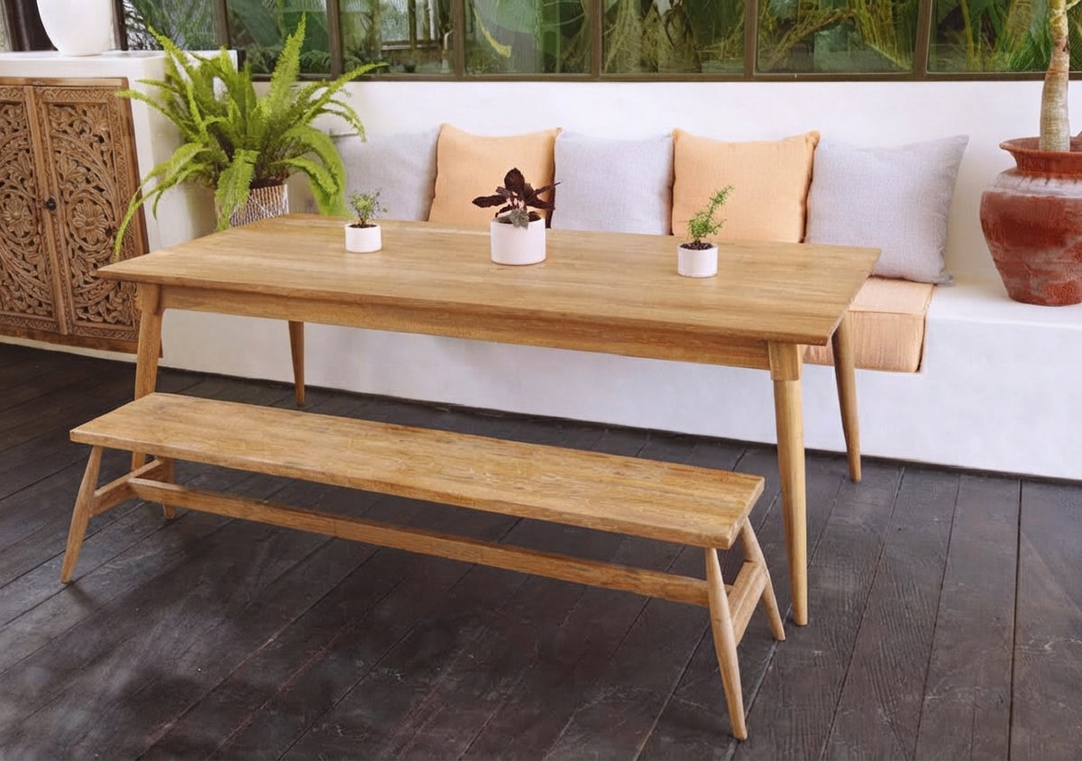 Teak dining table Retro – boho furniture handcrafted in Bali by BaliSouk (vue 8)