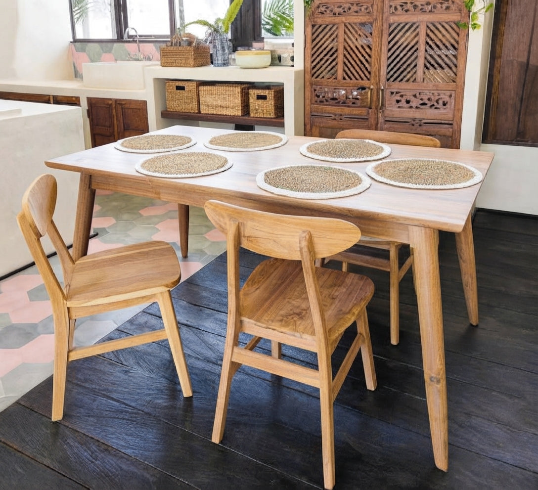 Teak dining table Retro – boho furniture handcrafted in Bali by BaliSouk (vue 23)