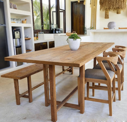 Teak dining table Sumiko – boho furniture handcrafted in Bali by BaliSouk (vue 9)