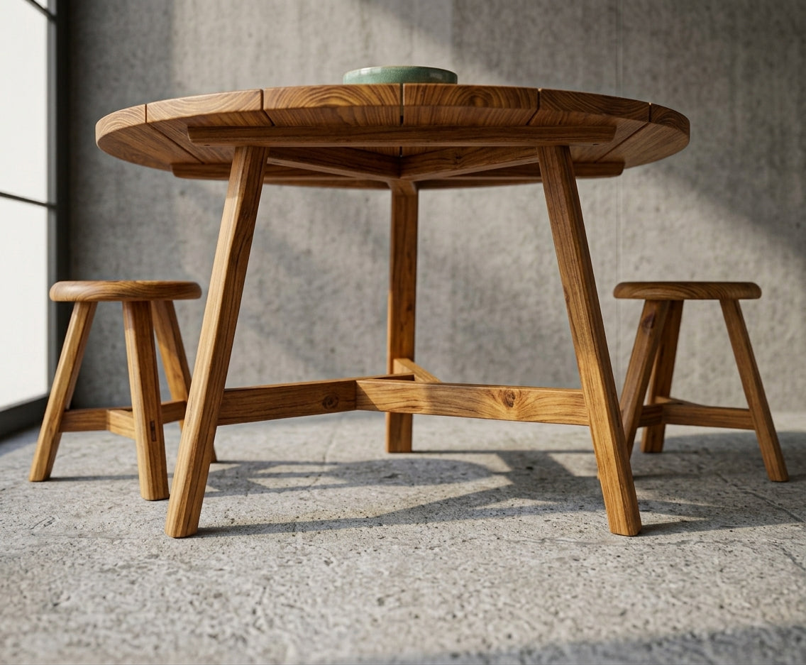 Teak dining table Arno – boho furniture handcrafted in Bali by BaliSouk